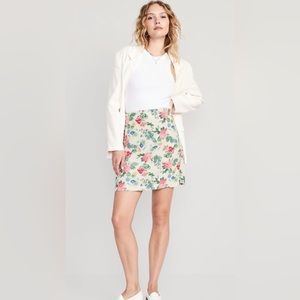 Floral linen skirt